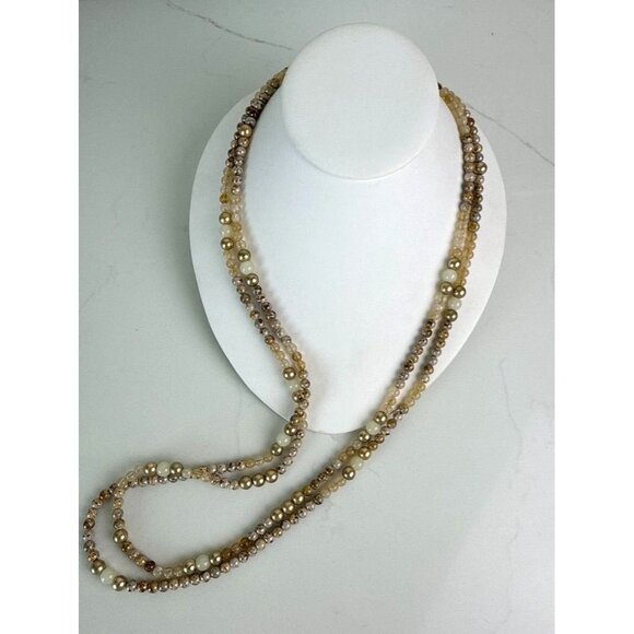 Chicos Gold-Tone & Beaded Multi-Strand Long Necklace With Adjustable Chain - Picture 1 of 5